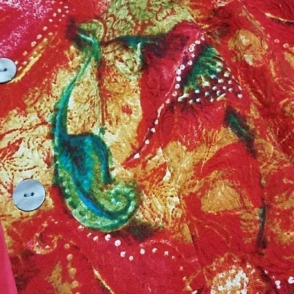 Chico's cropped poppy print jacket / blazer Sz 1 M - Picture 5 of 5